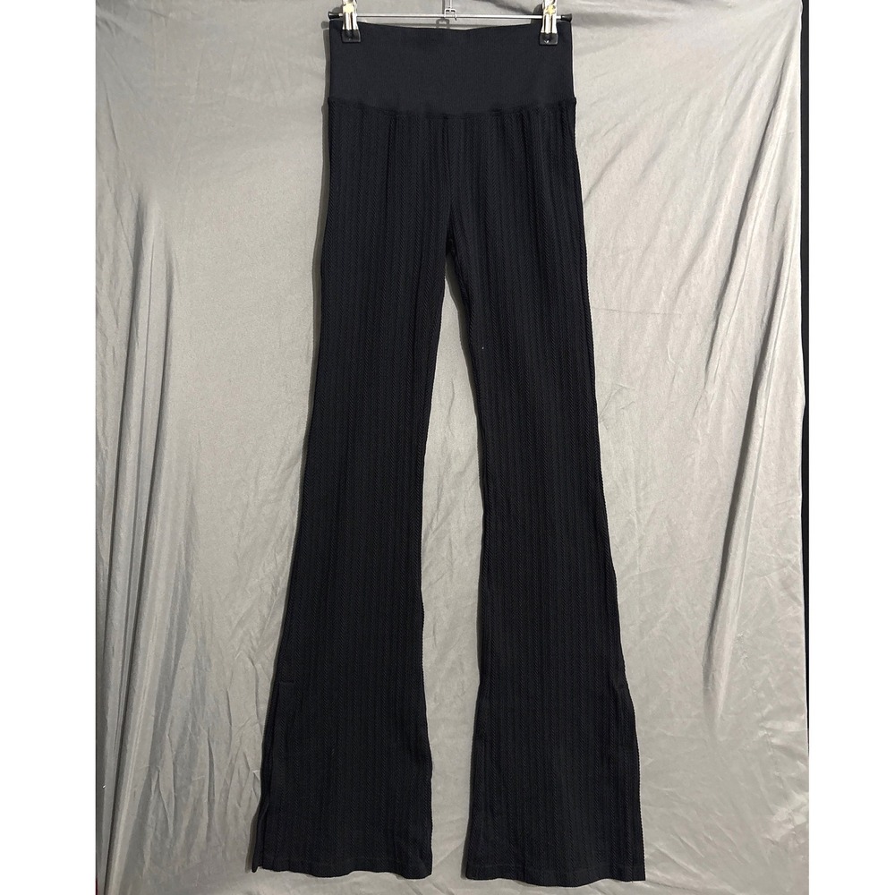 Victoria's Secret PINK Flare Pants S Black Y2K Chevron Knit High Waist Leggings